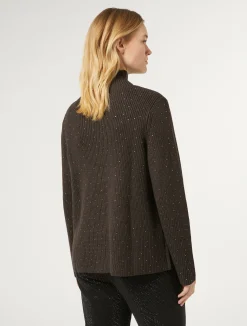 Hot Marina Rinaldi Wool blend jumper with rhinestones CHOCOLATE