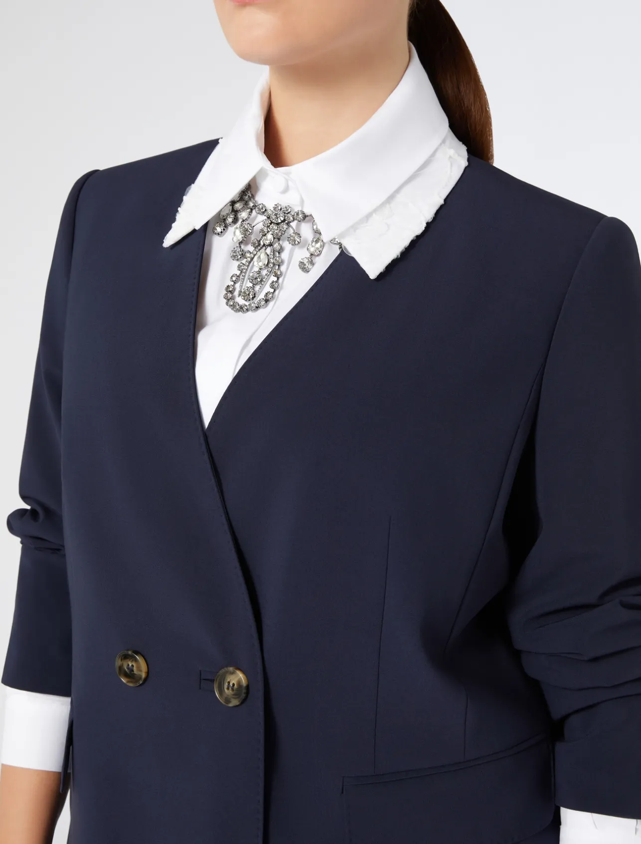 Discount Marina Rinaldi Wool crêpe canvas jacket MIDNIGHTBLUE