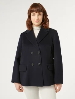 Clearance Marina Rinaldi Wool drap pea coat MIDNIGHTBLUE