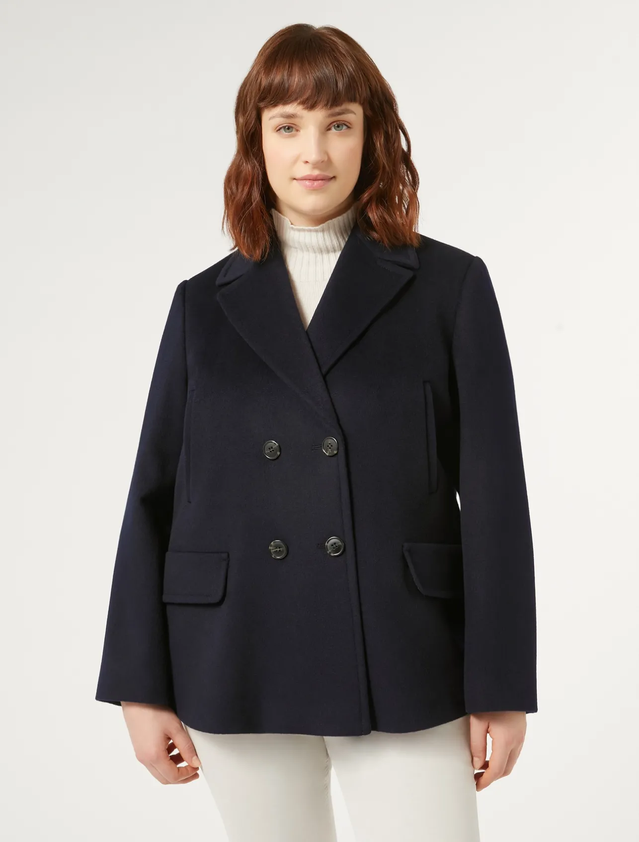 Clearance Marina Rinaldi Wool drap pea coat MIDNIGHTBLUE
