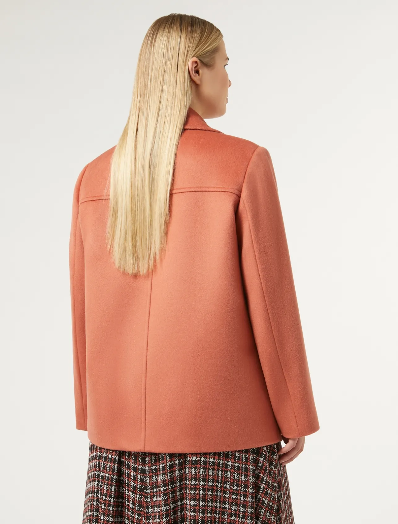 Online Marina Rinaldi Wool drap pea coat TERRACOTTA