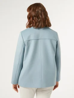 Discount Marina Rinaldi Wool drap pea coat SHADEDLIGHTBLUE