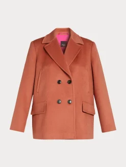 Online Marina Rinaldi Wool drap pea coat TERRACOTTA