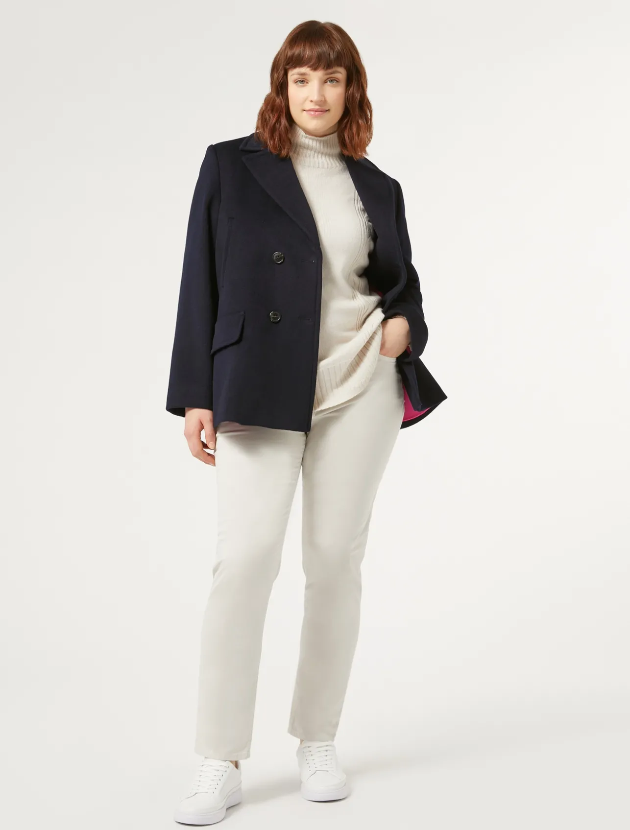 Clearance Marina Rinaldi Wool drap pea coat MIDNIGHTBLUE