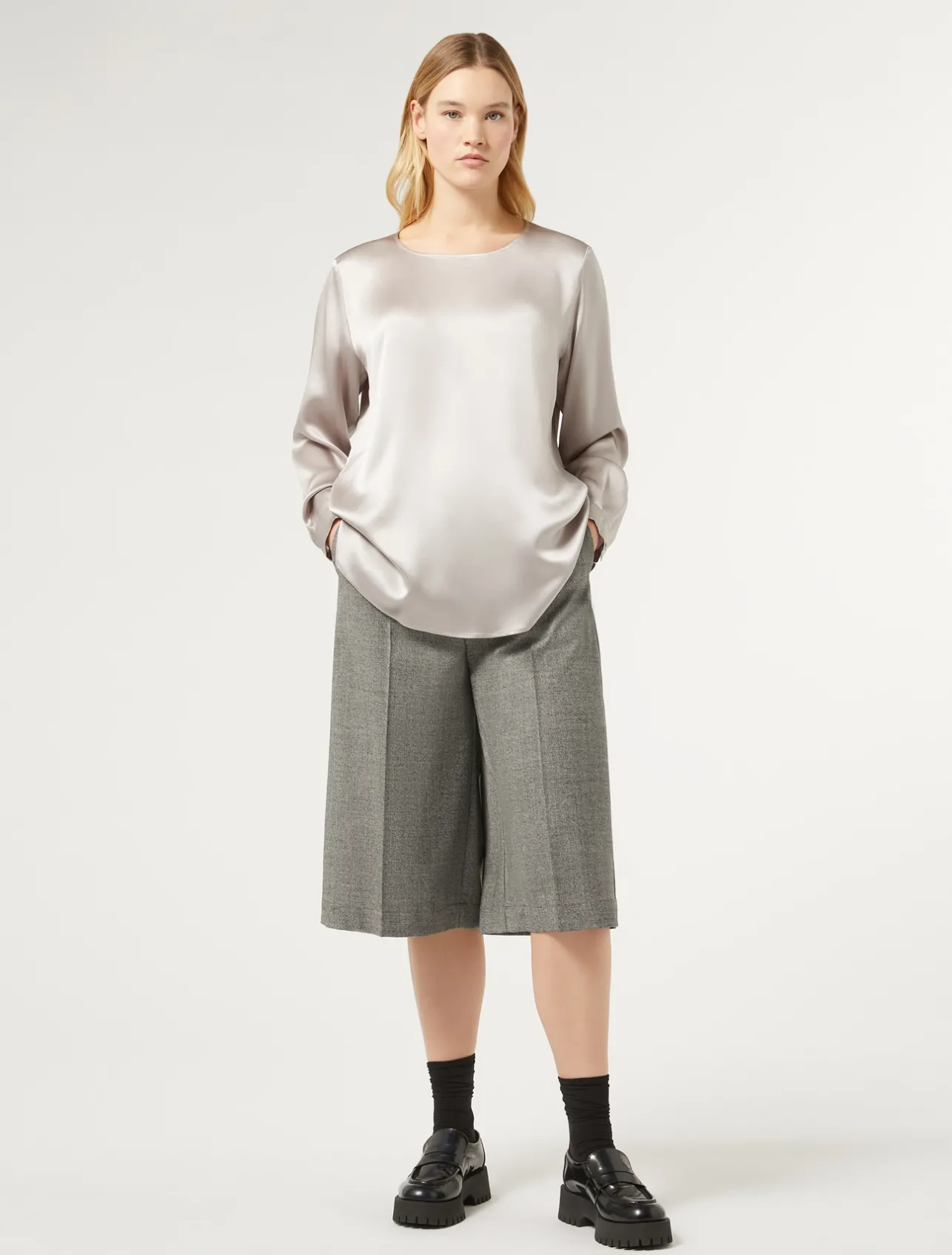 Fashion Marina Rinaldi Wool flannel trousers DARKGREY