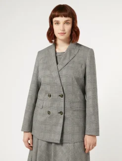 Clearance Marina Rinaldi Wool foulé blazer jacket BLACKWHITE