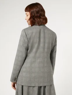 Clearance Marina Rinaldi Wool foulé blazer jacket BLACKWHITE