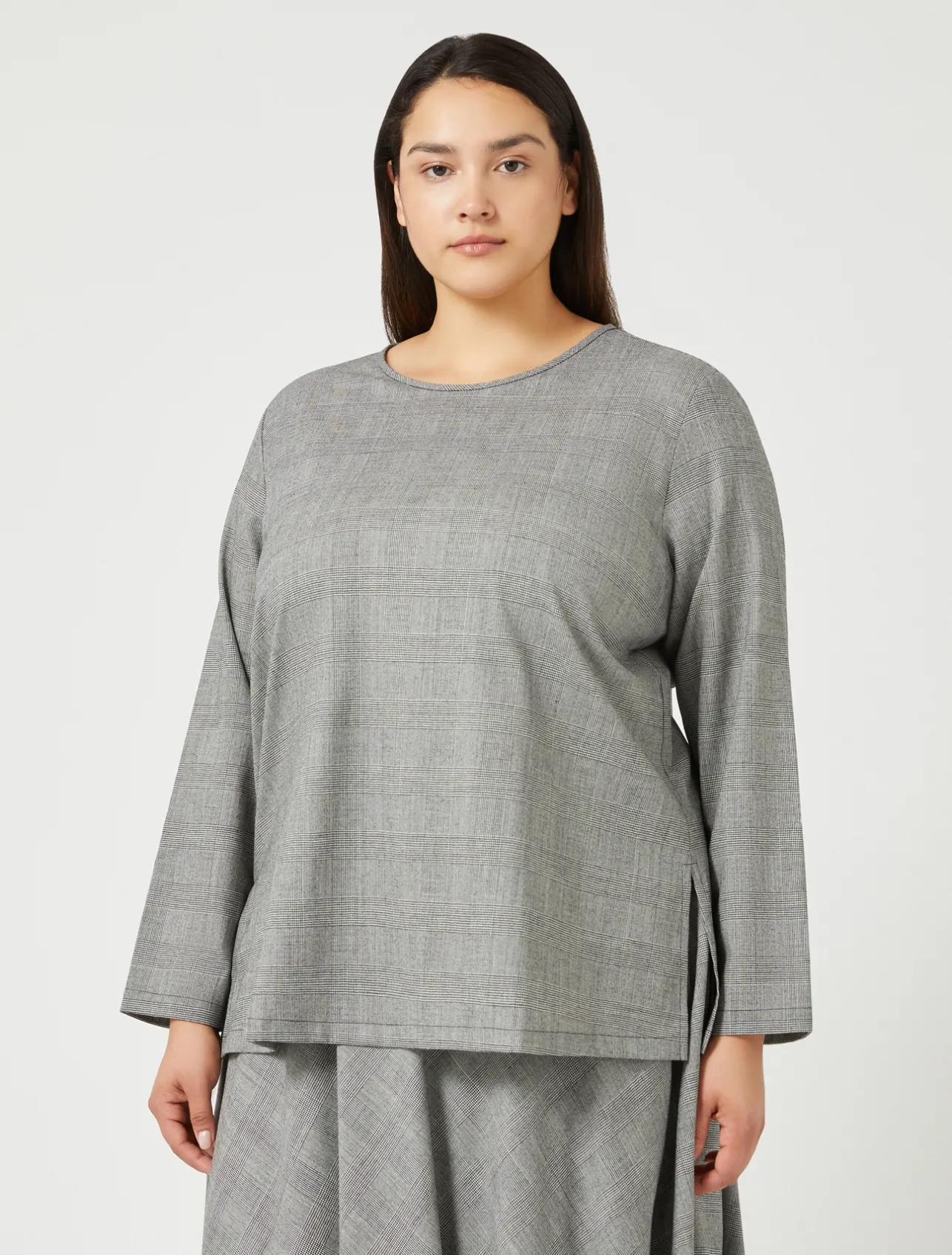 Fashion Marina Rinaldi Wool foulé shirt BLACKWHITE