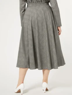 Online Marina Rinaldi Wool foulé skirt BLACKWHITE
