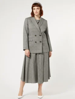 Online Marina Rinaldi Wool foulé skirt BLACKWHITE