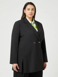 Discount Marina Rinaldi Wool satin crepe jacket BLACK