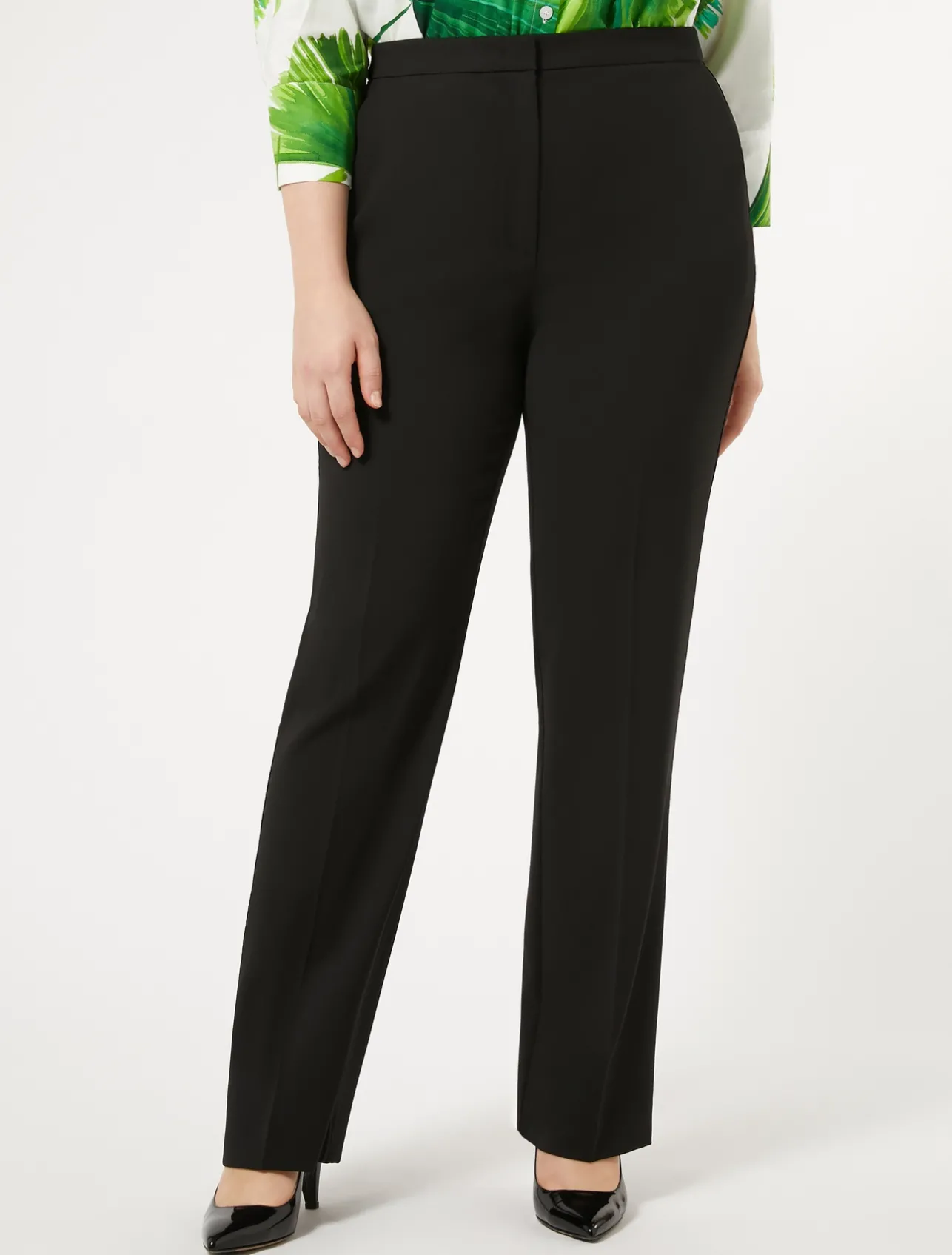 Online Marina Rinaldi Wool satin crepe trousers BLACK