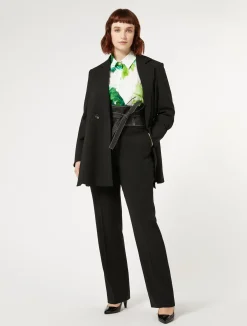 Online Marina Rinaldi Wool satin crepe trousers BLACK
