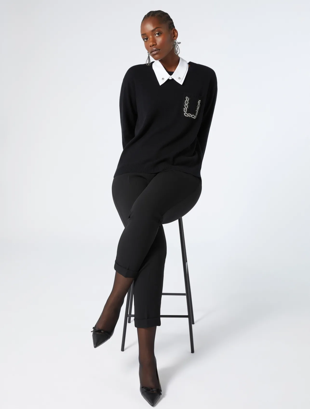 Online Marina Rinaldi Wool, silk and cashmere sweater BLACK