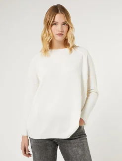 Fashion Marina Rinaldi Wool yarn sweater WHITE