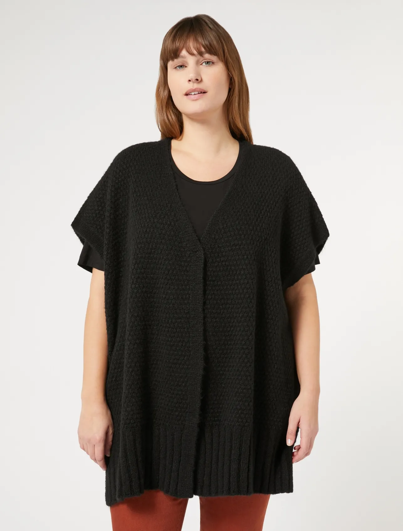 Clearance Marina Rinaldi Wool-blend cape BLACK