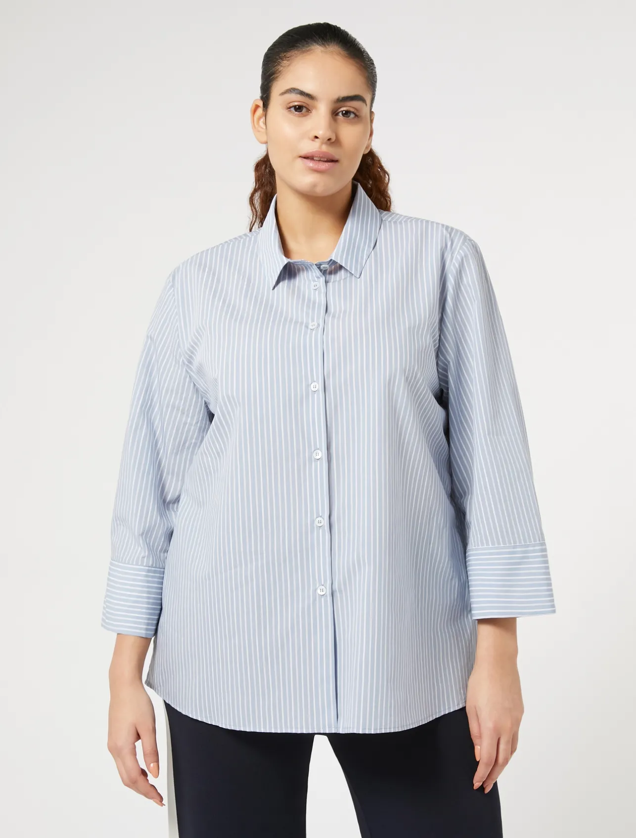 Hot Marina Rinaldi Yarn-dyed cotton-blend shirt AVIO