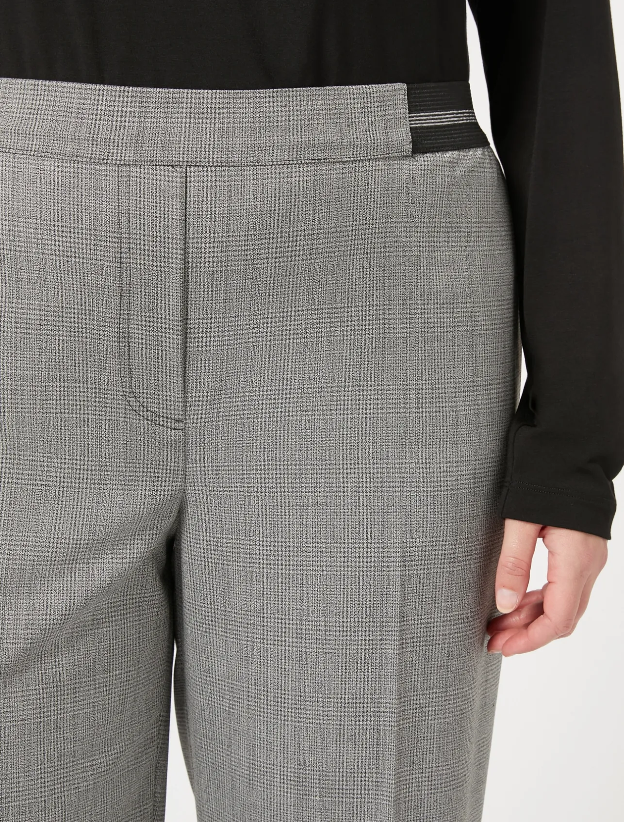 Online Marina Rinaldi Yarn-dyed fabric and lurex trousers BLACK