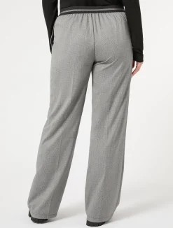 Online Marina Rinaldi Yarn-dyed fabric and lurex trousers BLACK