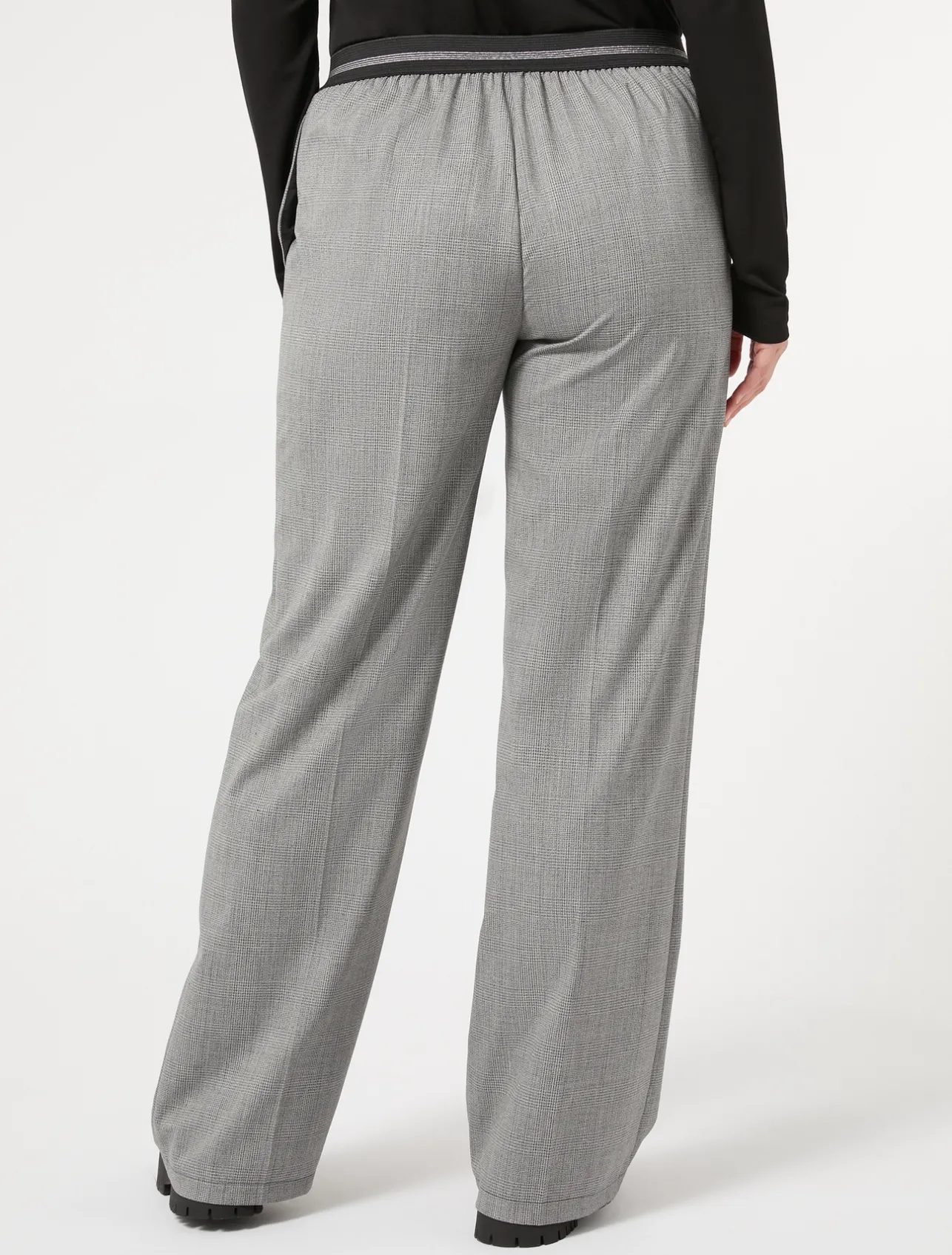 Online Marina Rinaldi Yarn-dyed fabric and lurex trousers BLACK