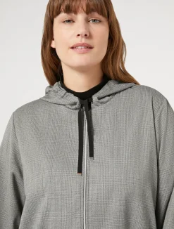 Sale Marina Rinaldi Yarn-dyed fabric jacket BLACK