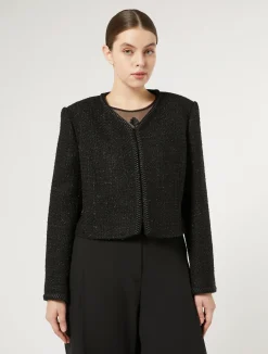 New Marina Rinaldi Yarn-dyed jacket BLACK