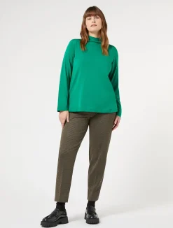 New Marina Rinaldi Yarn-dyed jersey trousers COFFEE