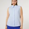 Best Marina Rinaldi Yarn-dyed poplin shirt SKYBLUE