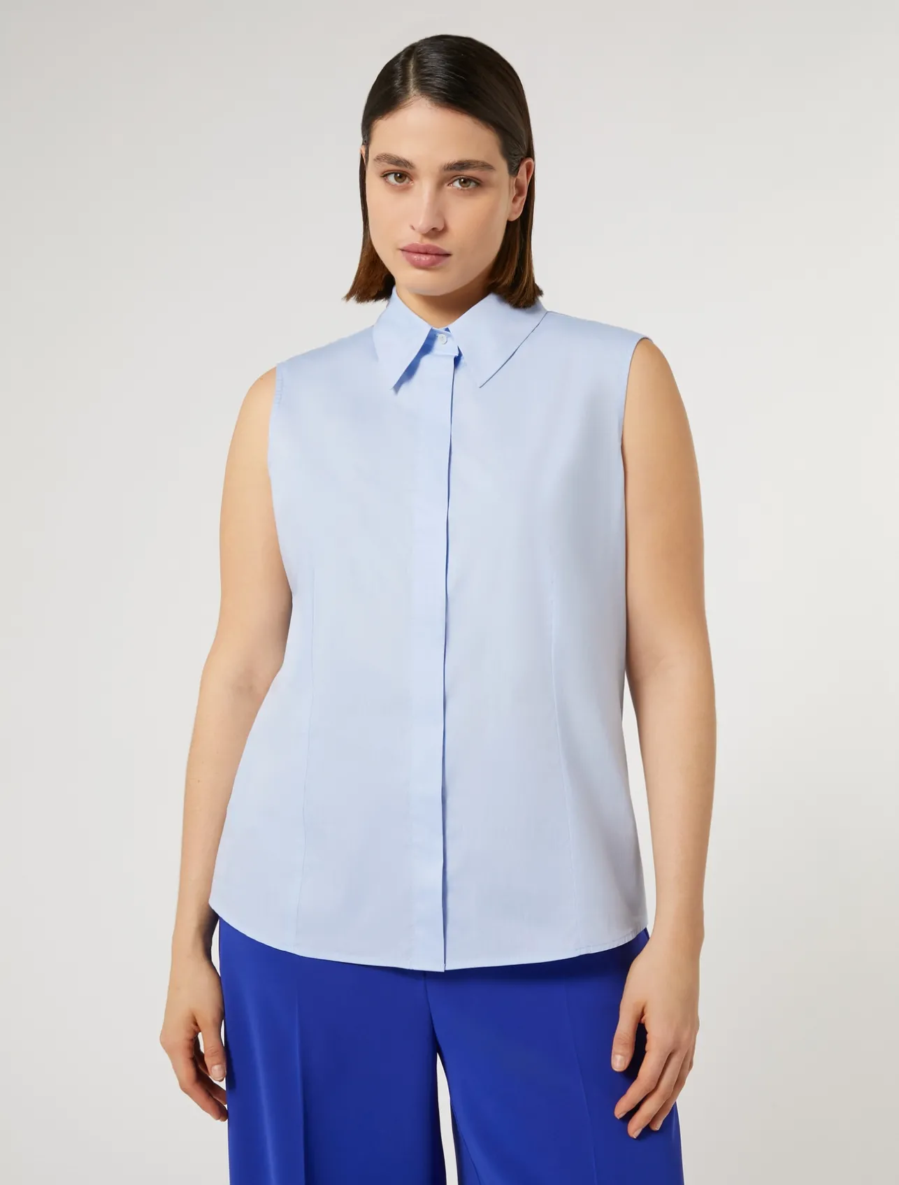 Best Marina Rinaldi Yarn-dyed poplin shirt SKYBLUE